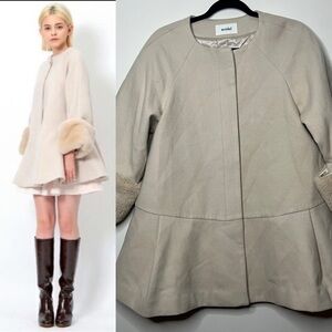 SNIDEL Soft Cozy Feminine Faux Fur Cuffs Aline Winter Jacket Coat